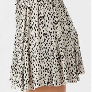 Black and White Skater Mini Skirt with Smocked Pleats